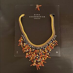 Gold and Orange Statement Necklace